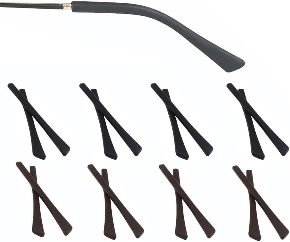 Eyeglass Replacement Temples,Silicone Glasses End Tips Ear Sock Pieces Sleeve for Thin Metal Glasses Legs,8 Pairs
