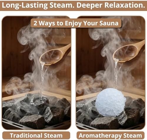 ALPOYA® Cedar Sauna Bucket and Ladle Set with Aromatic Ice Mold, Handmade from Canadian Red Cedar Sauna Bucket, 1 Gallon (4L) Wooden Sauna Water Bucket with Handle, Traditional Sauna Accessories