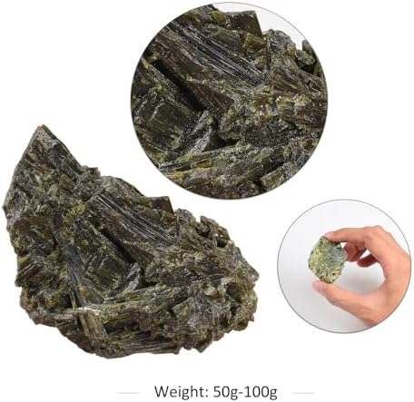 Rockcloud Natural Green Tourmaline Crystal Cluster for Reiki Meditation, Irregular Raw Stone Mineral Specimen for Home Decoration, 0.11-0.22 lb