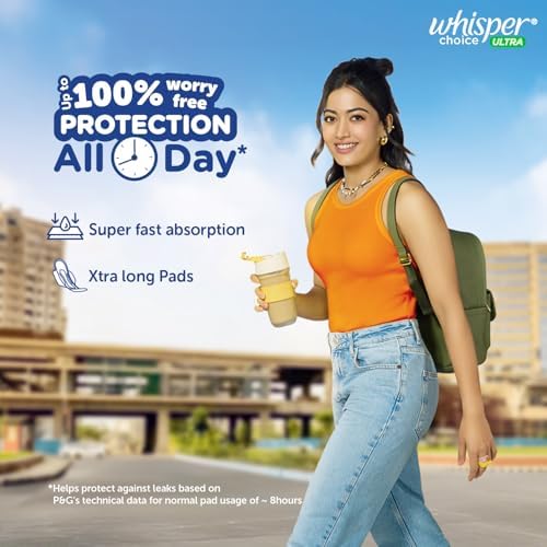 Whisper Choice Sanitary Pads with Wings for Women, XL, 40S Napkins