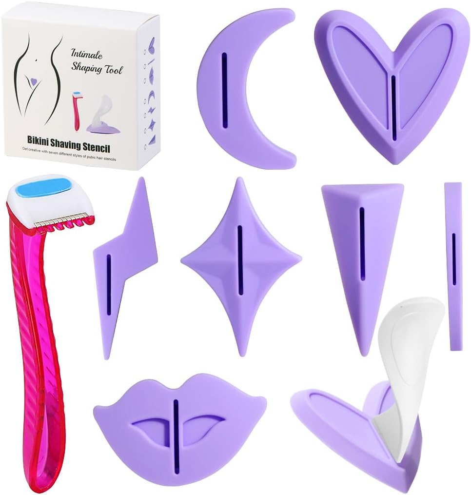 Pubic Hair Stencils Women Bikini Privates Shaving Stencil for Women Intimate Pubic Hair Trimmer with 7 Shapes Perfect for Bikini Area Shaping and Styling