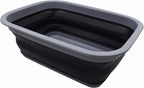 SAMMART 9.2L (2.37Gallon) Collapsible Tub - Portable Outdoor Picnic Basket/Crater - Foldable Shopping Bag - Space Saving Storage Container (M, Dark Grey/Black)