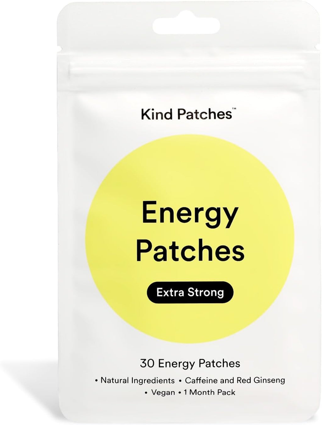 Kind Patches Energy Patches Extra Strong - Red Ginseng, L-Citrulline, and Guarana Extract - Vegan, Latex Free - 14 Count