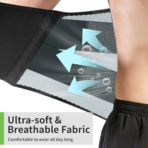 Lower Back Brace Adjustable & Breathable Lower Back Brace for Women and Men, Lumbar Back Support Belt Ideal for Work, Workout, Exercise, Running, Lifting, Walking, Fitness & Daily Comfort (L(34"-38"))