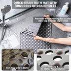 Bath Tub Shower Mat with Soft Shower Foot Scrubber Mat for Massage,Non Slip Bathtub Mat with Strong Suction Cups, Silicone Shower Foot Scrubber Mat (Gray, 31.5" X 19.7"(Rectangular))