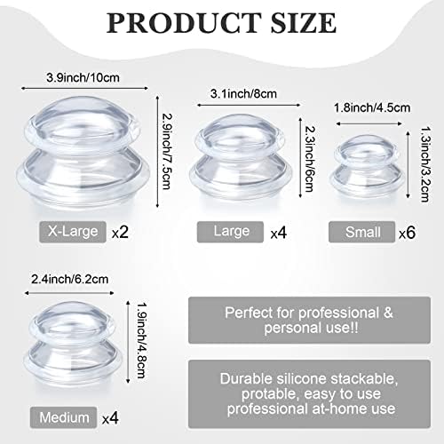Syhood 16 Pcs 4 Sizes Cupping Therapy Set Silicone Cupping Massage Cups Professional Therapy Studio and Household Set for Cellulite Reduction Body Myofascial Muscle Nerve Joint Pain