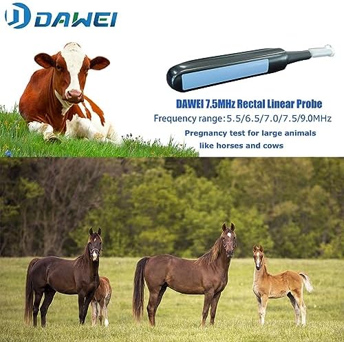 DAWEI S1 Vet Ultrasound Machine for Pregnancy Veterinary Ultrasound Scanner with 7.5Mhz Rectal Probe for Animals Cattle,Horse,Pig,Goat