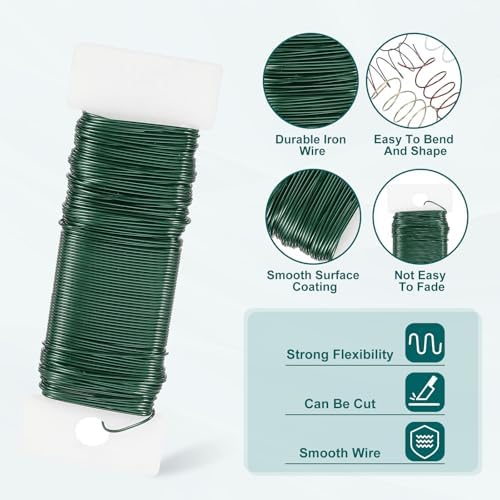 PATIKIL 20 Gauge Floral Flexible Paddle Wire, 115 Yard (345 Feet) Florist Wreath Wire for DIY Crafts Christmas Garland Flower Arrangement, Green 3 Rolls