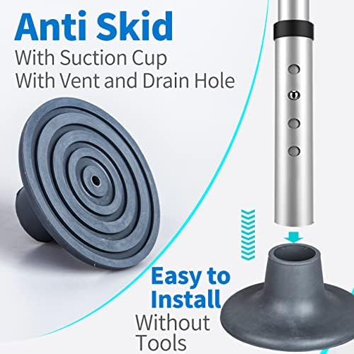 4 PCS Replacement Feet Caps for Bedside Commode Seat, 1-1/8" I.D Rubber Feet Pads Universal Fit Shower Chair, Bath Bench Legs, Toilet Seat Leg Tips Large Suction Cup Feet for Commode Chair