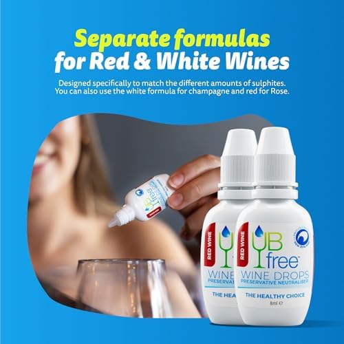 UBfree Wine Drops - Sulfite and Histamine Remover for Red Wine - 1 Pack - Made in New Zealand - Natural, Odorless, Tasteless, Reduces Headaches and Allergies - Portable