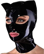 Latex Head Cover Black Latex Mask Latex Face Hood Rubber HeadMask Back Zipper for Cosplay Party Club Wear