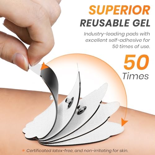 AVCOO TENS Unit Electrode Pads 20 Pack in 3 Sizes, Reusable & Latex Free TENS Pads Replacement for 50 Times, Compatible with Belifu, Nursal TENS EMS Muscle Stimulator, Using 3.5mm Button Lead Wires