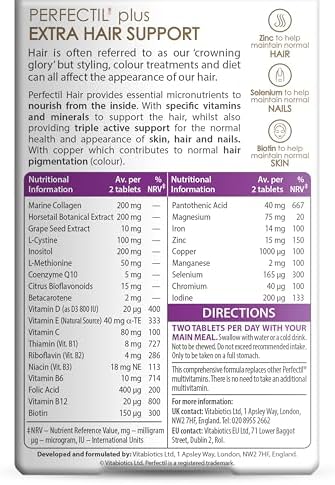 Perfectil Vitabiotics Multivitamin | Hair Growth and Thickening Formula | Supports Thicker, Healthy Hair | Vitamin D, E, Collagen, Biotin, and More