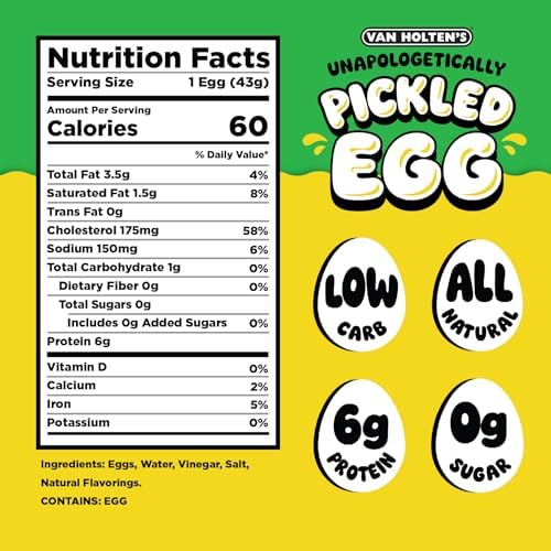 VAN HOLTEN’S – Unapologetically Pickled Eggs Variety Pack – Half Hot & Spicy, Half Original – Ready-to-Eat Pickled Egg Snack – Bold Tangy Flavor – Low Carb, All Natural, Zero Sugar