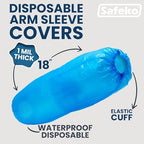 Disposable Arm Sleeve Covers - 18” Waterproof Polyethylene Protective Oversleeves with Elastic Cuff - 1 Mil Thick