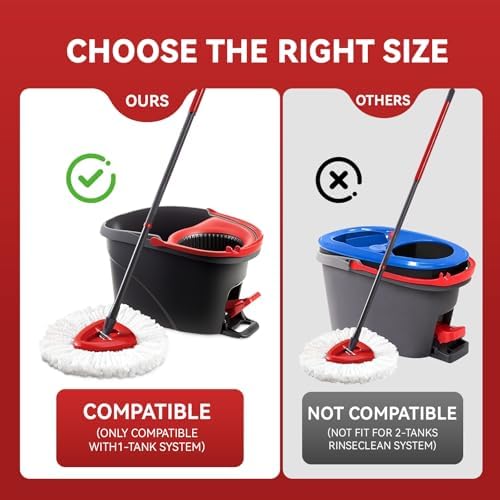 8 Pack Mop Replacement Heads with Base and Floor Scrub Brush, Compatible with Ocedar Systems, Microfiber Replace Heads, Snap-On Floor Cleaning Accessories