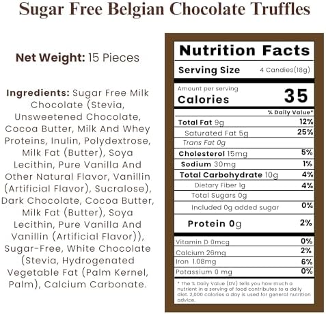 ANDY ANAND CHOCOLATIER Sugar Free Belgian Chocolate Truffles | Exquisitely Delicious, You Won't Believe They're Sugar Free | Diabetic Friendly Gift Box | Perfect for Connoisseurs, Amazingly Delicious (15 Pieces)