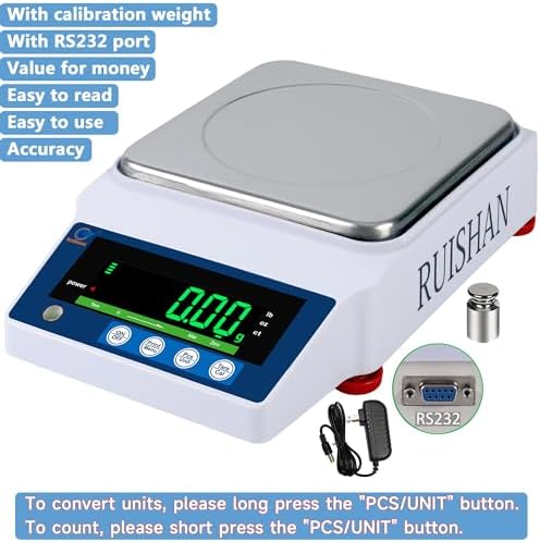 Lab Scale 5000gx0.01g High Precision Scientific Electronic Digital Laboratory Lab Weight Analytical Balance Scale .01g Accuracy Jewelry Pharmacy Chemistry Industria Calibrated Gram Scale