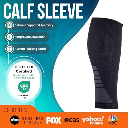 Calf Compression Sleeves for Men and Women - (2 Pair) Footless Compression Socks Support for Running, Cycling, Sports - Leg Sleeve Brace, Helps with Pain Relief