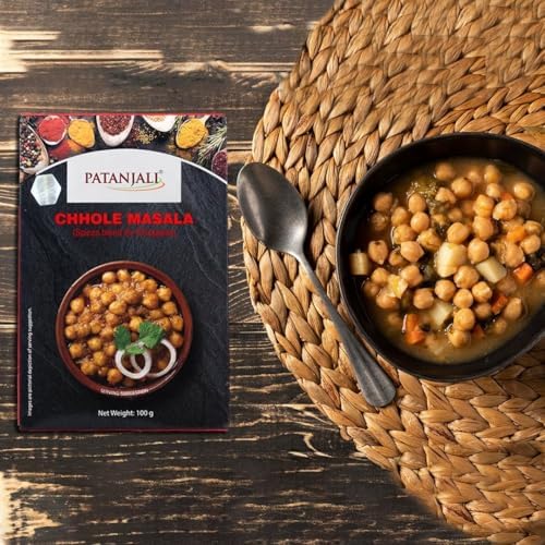 Patanjali Chhole Masala Pack of 2 – 100g / 0.22 lb Each | Authentic Indian Spices Blend for Chickpeas, Curry, and Flavorful Kitchen Recipes