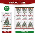 100 PCS Merry Christmas Tree Disposable Paper Napkins, Xmas Santa Claus Bathroom Hand Towels Decorative Dinner Guest Napkin, Winter Holiday Gifts Kitchen Dinning Table Party Decor 8 x 4 Inches