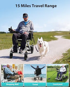 33 Lbs Lightweight Electric Wheelchair, Electric Wheelchairs for Adults Foldable, 15 Miles Range Motorized Wheelchair for Seniors, All Terrain Compact Portable Power Wheelchair, 330 Lbs Capacity