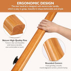 4FT Solid Wood Stair Handrail for Indoor Stairs, Outdoors Stair Railings, Sturdy Wall Mounted Non-Slip Safety Design, Elderly-Friendly & Child-Safe, with Banister Hardware and Brackets