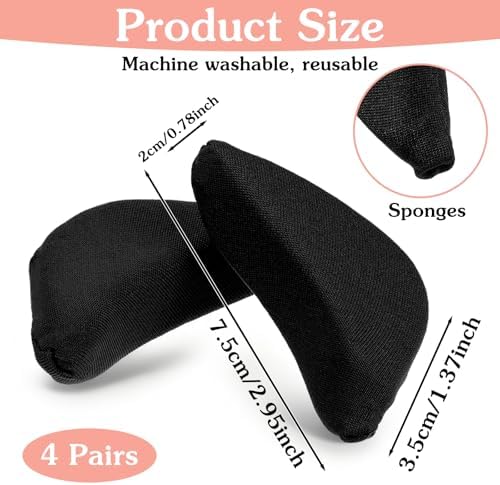 4 Pairs Shoe Filler for Too Big Shoes Women Soft Sponge Shoe Filler Inserts Adjustable Shoes Toe Inserts Big Toe Plug Foot Brace Pads Black Toes Cushions for High Heel Flats Sneakers