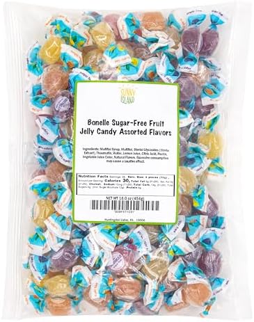 Bonelle Sugar Free Fruit Jelly Candy | 1 Pound Bag | Individually Wrapped Sugar Free Candy | Naturally Flavored Dye Free Candies | Assorted Flavors Italian Jellies