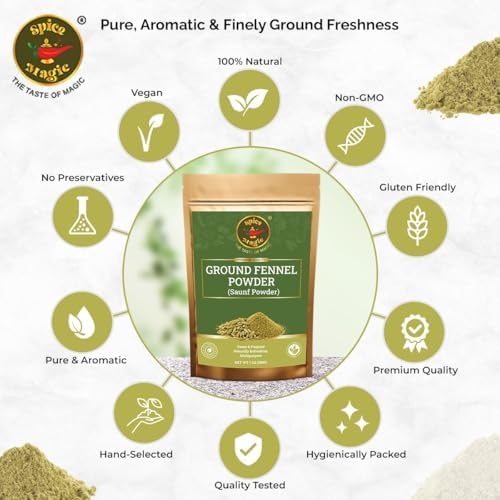 Spice Magic Fennel Ground 7 oz (200g) | Premium Aromatic Fennel Powder for Tea, Curry & Baking | Fresh, Clean & Flavorful.