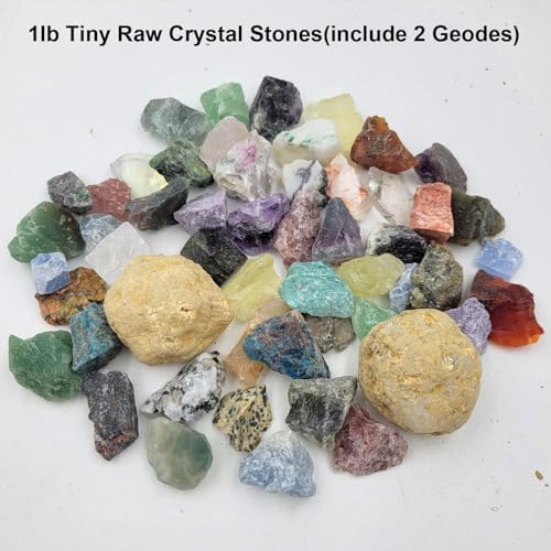 450 Pieces Rocks Collections for Kids, 40+ Kinds Gemstones and Crystals Set, Rocks and Minerals Science Kit Include 1.5lb Tumbled Chips Crystals and 1lb Tiny Rough Stones