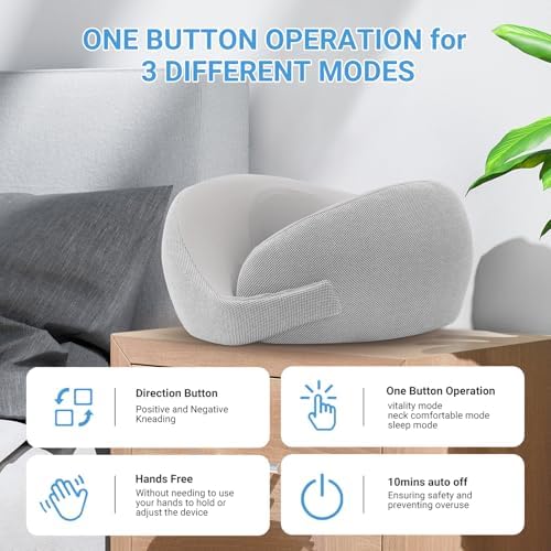 Neck Massager, Deep Tissue Kneading Massage Pillow for Neck Back Shoulder, Electric Shiatsu Massage Cushion for Pain Relief and Relaxation at Home, Office, and Travel