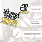 1 PCS Legend Since 2006 Cake Topper Black Gold Glitter Twenty Happy 20th Birthday Cake Pick Hello 20 Cheers to 20 Years Cake Decoration for 20th Birthday Anniversary Party Decorations Supplies