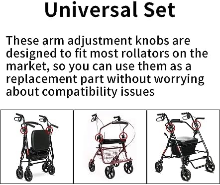 3Pcs Knob Replacement Part Universal for Rolling Walker Rollator, Foldable Rollator Walker, Hand Propelled Walker etc, Aluminum 3 Point Knob,Rollator Walker Medline Walker Parts Accessories