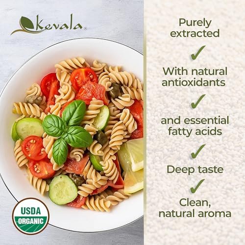 Kevala Organic Toasted Sesame Oil – Cold-Pressed, Unrefined, Pure Sesame Seed Oil for Cooking, Marinades, and Dressings; USDA Organic, Kosher, Non-GMO Certified – Vegetable Oil Alternative – 64 Fl Oz | 1-Pack