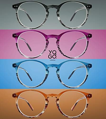 Yogo Vision Reading Glasses for Women Men Blue Light Blocking Reading Glasses Round Readers