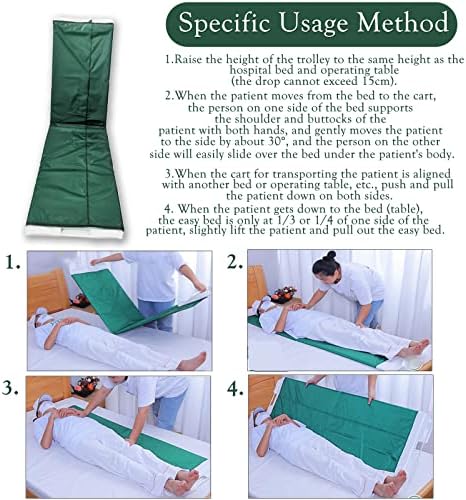 Rolling Patient Transfer Board, Easy Go Roller Patient Transporter Slide Sheet Assist Device for Transferring Patient from Bed to Bed or Operationg Table, Foldable, 67" 19.7" (Green)