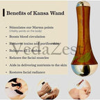 Face Acupoint Kansa Wand Massager with Teak Wood Handle for Detoxification and Deep Relaxation (Natural KANSA 2 in 1) Size: 4.5 DSN
