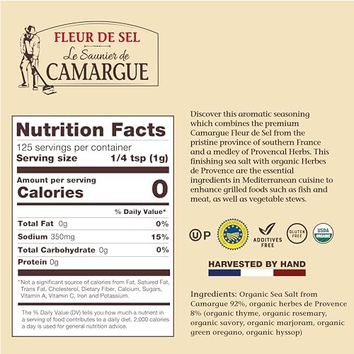 Le Saunier De Camargue Fleur De Sel (Sea Salt), 4.4 Oz, Herbes De Provence