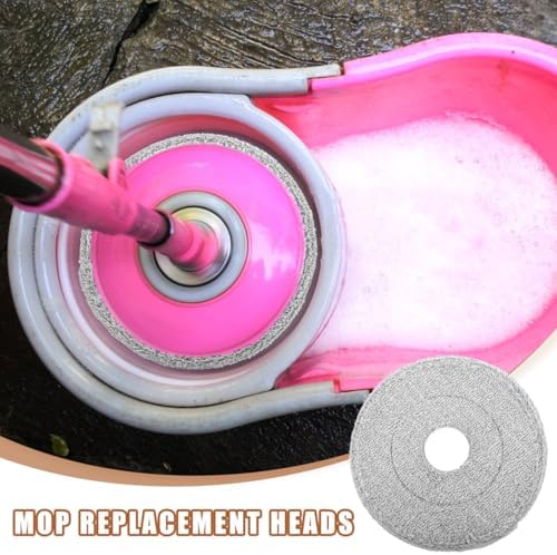 3Pcs Replacement Mop Heads Wet Dry Round Microfiber Mop Cloths Washable Cleaning Pads for Hardwood Tile Marble Floors