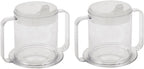 Special Supplies Independence 2-Handle Plastic Mug with 2 Style Lids, Lightweight Drinking Cup with Easy-to-Grasp Handles for Hot and Cold Beverages, Spill-Resistant Adult Sippy Cup (2-Pack)