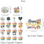 Happy Grandparents Day Cake & Cupcake Toppers Set – 1PC Love Grandma & Grandpa Cake Topper + 12PCS Cupcake Picks – Retirement, Birthday, Anniversary Elderly Party Decorations