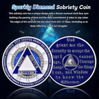 Unique Sparkly Diamond Sobriety Coin - 12 Steps Spin Triangle AA Coins - Clockwork Addiction Recovery AA Chips and Medallions - Celebrate 1-65 Prime Clean Alcoholics Anonymous Gifts for Men Women