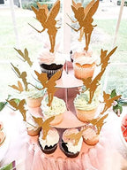 JeVenis 32pcs Gold Glitter Fairy Cupcake Toppers Angel Cake Topper Ballet Cupcake Topper for Birthday Bridal Shower Baby Shower Wedding Decoration Supplies