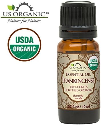 US Organic 100% Pure Frankincense Essential Oil, USDA Certified Organic, Steam Distilled, Boswellia serrata, Sourced from India, Topically or in Diffuser, Perfect for Aging Skin, All skin type (10 ml)