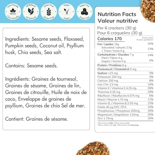 Super Seed Crackers, Gluten Free & Keto Friendly Healthy Snacks, Vegan, Zero Sugar, Paleo & Diabetic Friendly, Nut Free, 20g High Protein, 18g High Fiber, 3.56oz Each, 4-Pack, Original