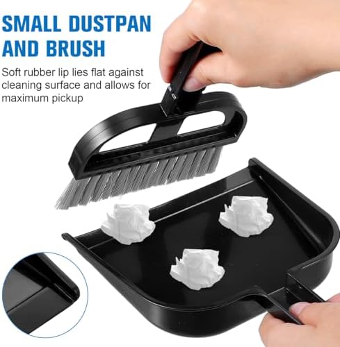Keyboard Cleaning Brush and Mini Dustpan Set Compact 2-Piece Desktop Cleaning Tool for Laptops Keyboards Drawers and Small Spaces Black 8.46 X 6.29 Inches