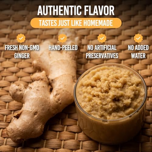 Ginger Paste | 100% Natural (Non-GMO) | Gluten Free | Vegan | No Artificial Preservatives or Flavors | No Vinegar | No Added Water | Hand-Peeled and Crafted in Small Batches | 24.7oz | By Nawabi Life