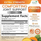 Turmeric Curcumin Supplement 2600mg - 95% Curcuminoids with Organic Turmeric & BioPerine Black Pepper for Best Absorption, Nature's Vegan Joint Support, Non-GMO Tumeric, Bottled in USA - 180 Capsules