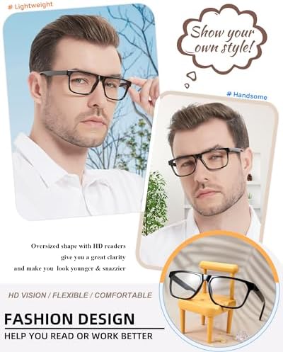 MARE AZZURO Retro Big Reading Glasses Men Lightweight Readers 1.0 1.25 1.5 1.75 2.0 2.25 2.5 2.75 3.0 3.5 4.0 5.0 6.0
